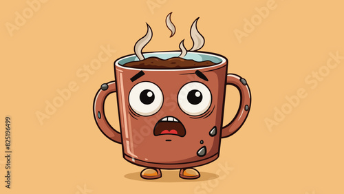A chipped ceramic mug that is often filled with steaming coffee revealing the caffeine addiction of its owner.. Cartoon Vector.