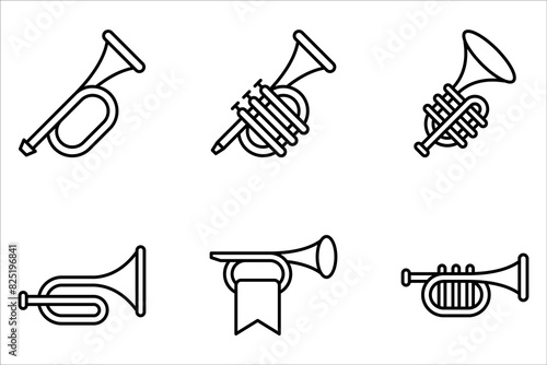 trumpet icon set vector music logo template on white background