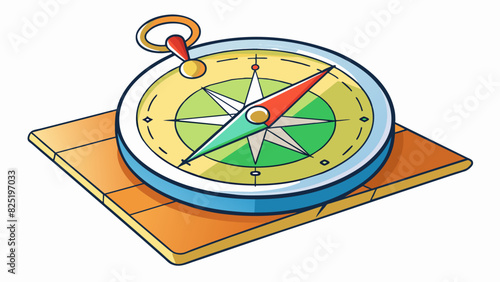 A compass pointing towards the top of the map indicating the direction of north. Its needle is always drawn towards the Earths North Pole providing a. Cartoon Vector.