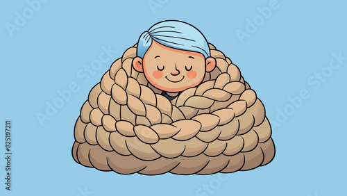 A cozy blanket handknitted by a loving grandparent enveloping a person in its soft embrace. Each stitch and loop telling a story of warmth comfort and. Cartoon Vector.