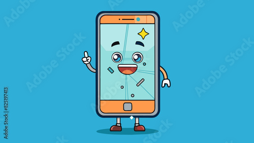 A cracked phone screen is being rep with a new one. The new screen is made of durable scratchresistant glass and provides better visibility and touch. Cartoon Vector.