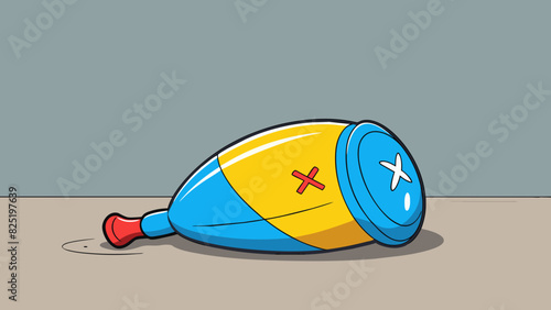 A deflated balloon lying limp and forgotten on the floor the brightly colored latex now dull and lifeless representing the end of a celebration.. Cartoon Vector.