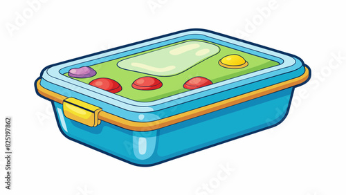 A durable plastic container with a snapon lid perfect for keeping snacks and leftovers fresh in the fridge. The container has a stackable design and. Cartoon Vector.