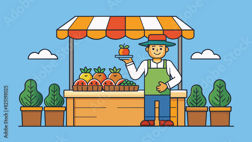 A farmer grows crops and sells them at a farmers market. The cost of producing the crops is $5 per unit but they are sold for $10 per unit resulting. Cartoon Vector.