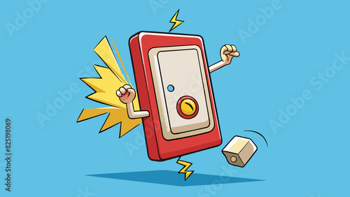 A faulty light switch No matter how many times the switch was flipped the light would not turn on. The switch was loose and making a faint buzzing. Cartoon Vector.