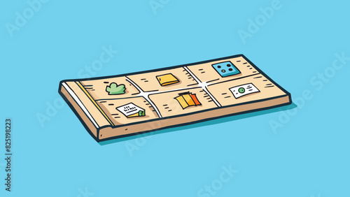 A flat rectangular piece of paper with words and images This paper is thin and lightweight with straight edges and four corners. It has printed words. Cartoon Vector.