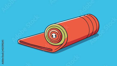A flexible yoga mat able to be folded and rolled up for easy storage.. Cartoon Vector.