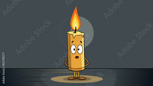 A flickering candle standing tall in the midst of a dark room representing the unwavering belief in hope and perseverance.. Cartoon Vector.