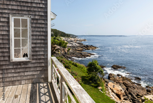 Maine in summer cottage coastal nature landscape  photo