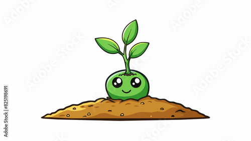 A green sprout growing from the ground with a small leaf unfolding. This represents a yes to new beginnings and growth.. Cartoon Vector.