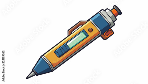 A handheld device made of plastic and metal resembling a large pencil with a sharp pointed end. It has a trigger and safety mechanism on the side and. Cartoon Vector.