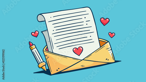 A handwritten love letter full of heartfelt words and declarations of devotion. Its delicate paper and careful penmanship reveal the sincerity and. Cartoon Vector.