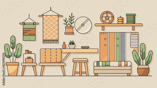A home decor company that focuses on minimalist designs and highquality materials such as handcrafted wooden furniture sustainable textiles and unique. Cartoon Vector.