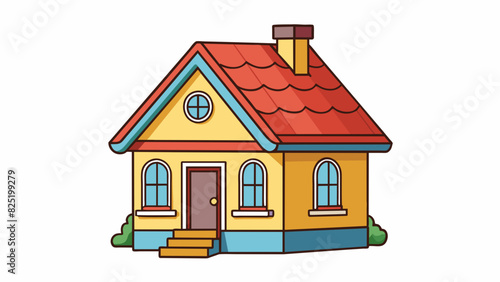 A house is a structure used as a dwelling and provides shelter for people. It typically has one or more floors walls a roof and windows and doors for. Cartoon Vector.