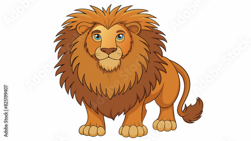 A large and majestic creature with a majestic mane of fur surrounding its regal face. Its piercing eyes seem to hold endless wisdom while its strong. Cartoon Vector.