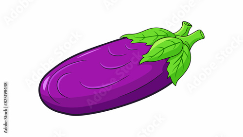 A large firm vegetable with a vibrant purple skin and green leaves on top. When sliced it has a crisp texture and a slightly sweet nutty taste. This. Cartoon Vector.