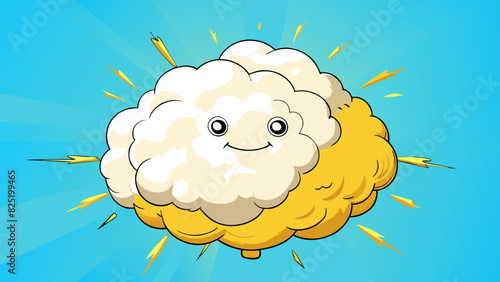 A large fluffy cloud looms in the sky covering the sun and casting shadows below giving the impression of a vast endless size.. Cartoon Vector.