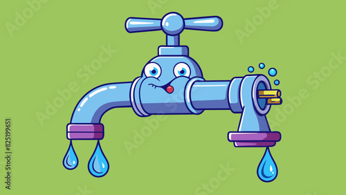 A leaking faucet with a constant drip that cannot be stopped no matter how much it is tightened.. Cartoon Vector.