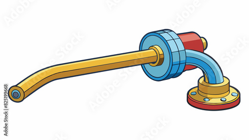A lever with a curved grip and a metal bar attached to one end. It is used for controlling the flow of water and has markings to indicate different. Cartoon Vector.
