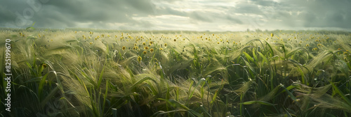 Corn field in sunlight panarama web banner template. photo