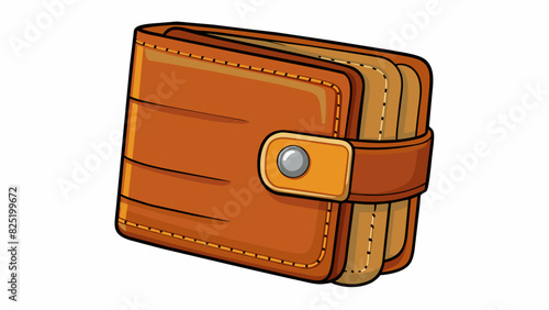 A leather wallet This instance is a small accessory made of animal hide. It has a rectangular shape with rounded corners a foldable design and a. Cartoon Vector.