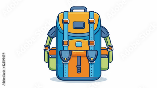 A lightweight backpack with adjustable ss made out of durable waterproof material and featuring multiple pockets and compartments for organization.. Cartoon Vector.