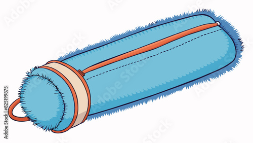 A long cylindrical object with a soft fuzzy exterior. It comes in various colors and has a zipper running along one side. When od it reveals a. Cartoon Vector.