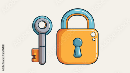 A lock and a key The lock is a tough and secure metal mechanism while the key is a small intricate object. They have a complementary relationship as. Cartoon Vector.