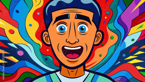 An abstract painting with bold brushstrokes and layers of vibrant colors representing the complexity and depth of human emotion.. Cartoon Vector.