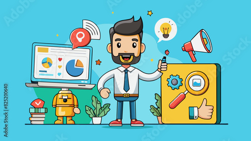 An advertising firm that creates eyecatching campaigns for various brands. The objects used are bright and attentiongrabbing visuals along with catchy. Cartoon Vector.