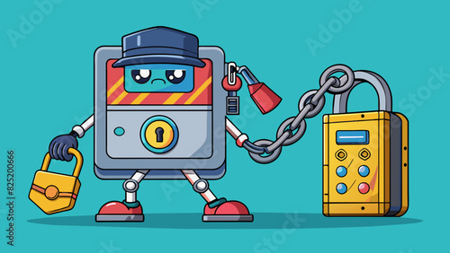 An antitheft device that uses advanced technology to protect your belongings from theft and unauthorized access.. Cartoon Vector.