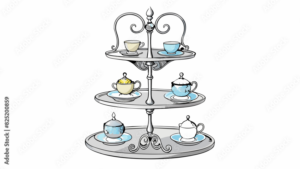 An elegant silver stand adorned with intricate designs and curves. It stands tall and slim with a round base for stability. The top of the stand has. Cartoon Vector. An elegant silver stand adorned with intricate designs and curves. It stands tall and slim with a round base for stability. The top of the stand has. Cartoon Vector.