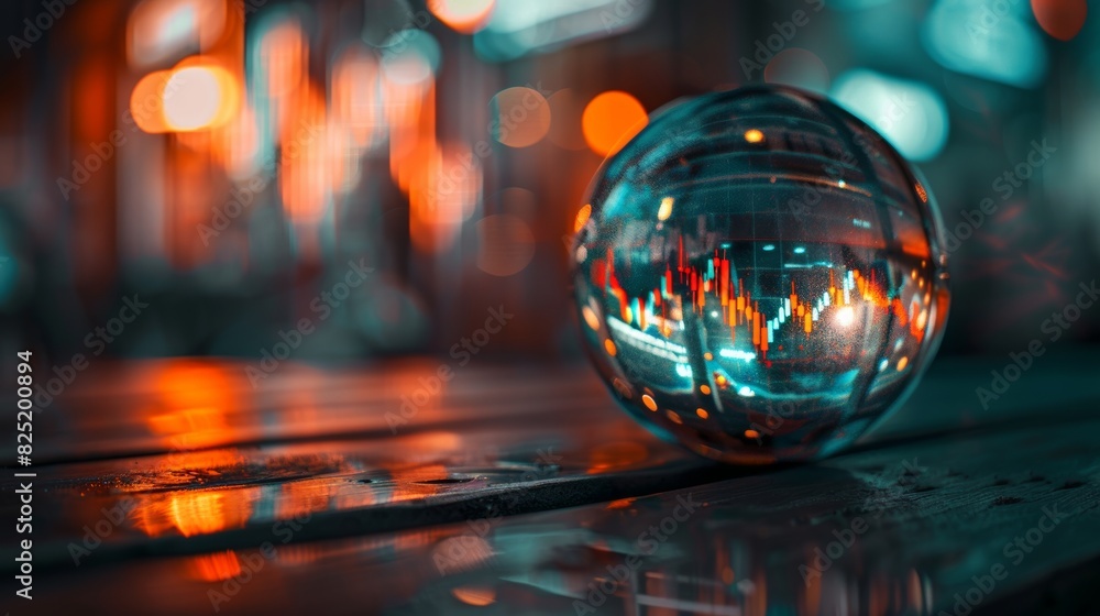 Crystal ball with financial chart for business and technology concepts Crystal ball with financial chart for business and technology concepts