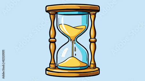 An hourglass with sand trickling from the top to the bottom indicating the passage of time and inevitable change.. Cartoon Vector. photo