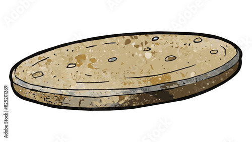 An ovalshaped object that is flat on one side and curved on the other. It has a rough textured surface and is made of a lightweight plastic material.. Cartoon Vector.