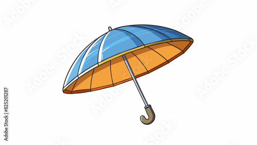 An umbrella This object has a circular shape with a collapsible metal or plastic frame. It has a handle for holding and a fabric or plastic cover that. Cartoon Vector.