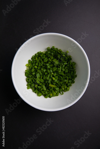 Thin chopped green onions aromatic herb food plant seasoning