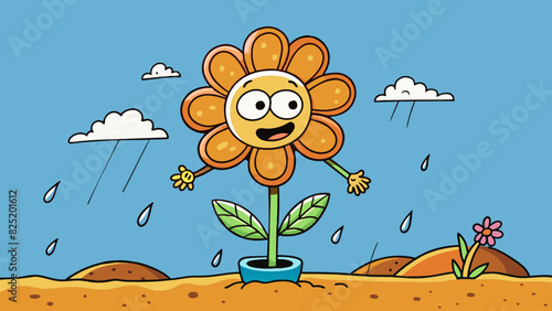 A persistent flower blooming and growing despite harsh weather conditions and limited resources.. Cartoon Vector.