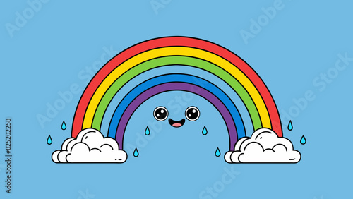 A rainbow after a storm reminding us that even after moments of darkness and despair there is always the possibility of a brighter more colorful. Cartoon Vector.