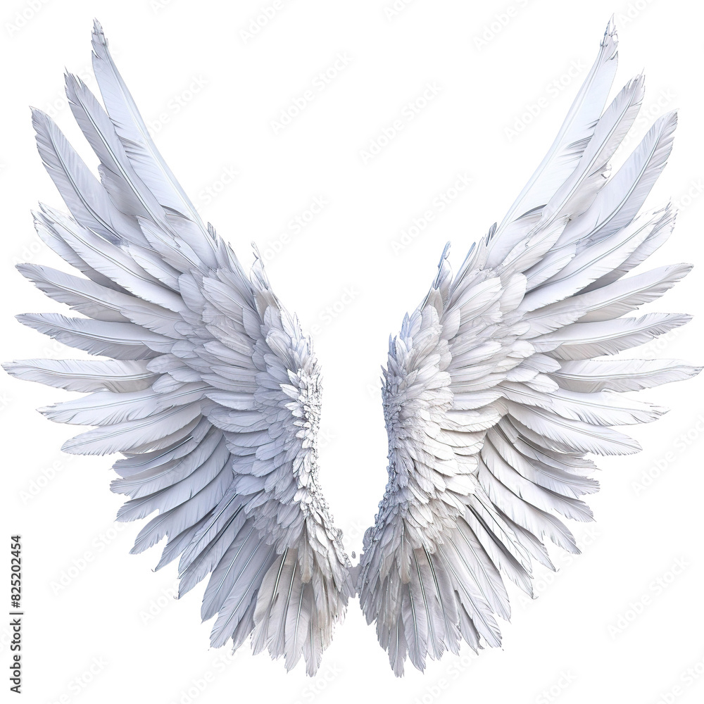 Gleaming Angel Wings in Silver on Transparent Background Gleaming Angel Wings in Silver on Transparent Background