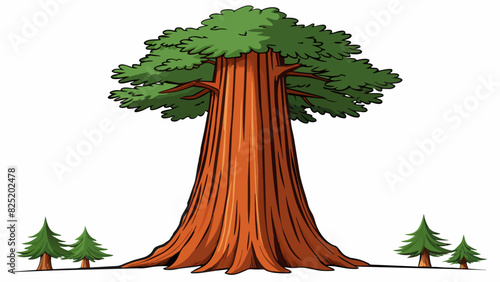 A redwood tree the largest of its kind with its thick trunk and outstretched branches serves as a timeless testament to the enduring power and. Cartoon Vector.