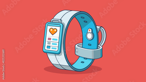 A round sleek wristband that tracks your daily physical activity and heart rate. It has an LED display and is waterresistant. It also connects to your. Cartoon Vector.