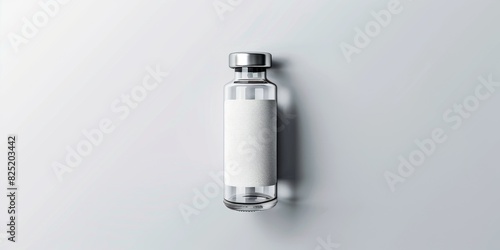 Pharma vial. As seen from above. Multilayer label. Fully Isolated. White and clean