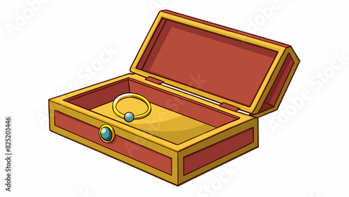 A simple rectangular box with a hinged lid that opens to reveal a velvetlined interior and a delicate gold bracelet nestled inside.. Cartoon Vector.