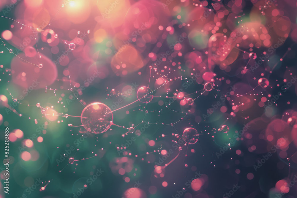 An image on a physics theme in pink and green, blurry, as a background for a slide.