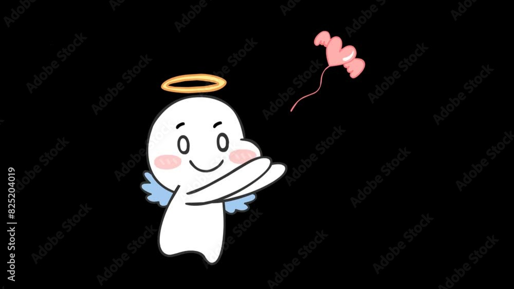 Animated Little Angel Releasing Hearts on Transparent Background Animated Little Angel Releasing Hearts on Transparent Background