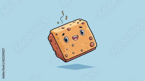 A small squareshaped object with a rough bumpy texture. It is lightweight and emits a faint pleasant scent. When touched it leaves a powder residue on. Cartoon Vector.