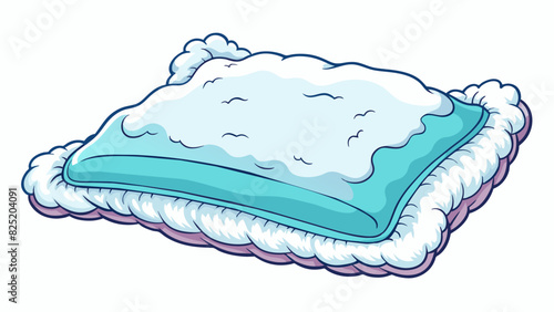 A soft fluffy pillow with a plush velvet cover and a cloudlike filling inviting you to sink in and drift off into a peaceful slumber.. Cartoon Vector.