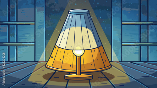 A soft warm light emanating from a lamp creating a cozy and inviting atmosphere in a dark room.. Cartoon Vector.