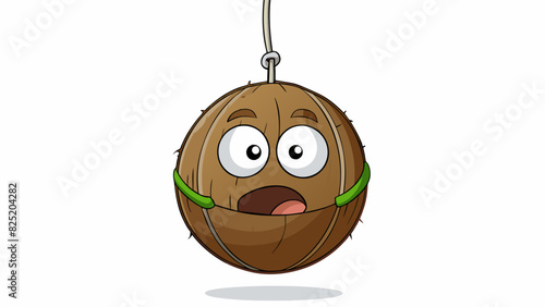 A spherical object with a rough surface and a distinct smell often found hanging from trees and used as a source of nutrition for animals.. Cartoon Vector.